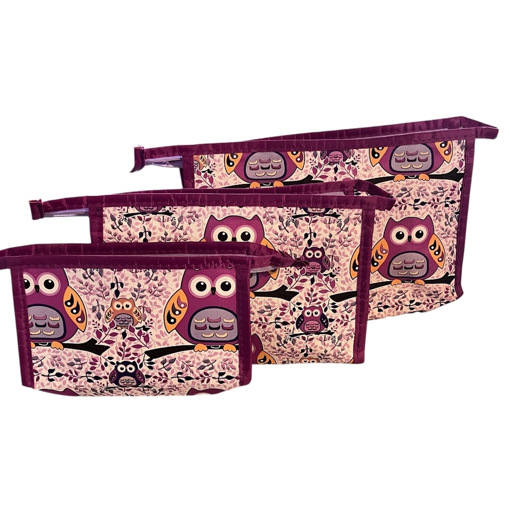 Owl Print Cosmetic Bag Set